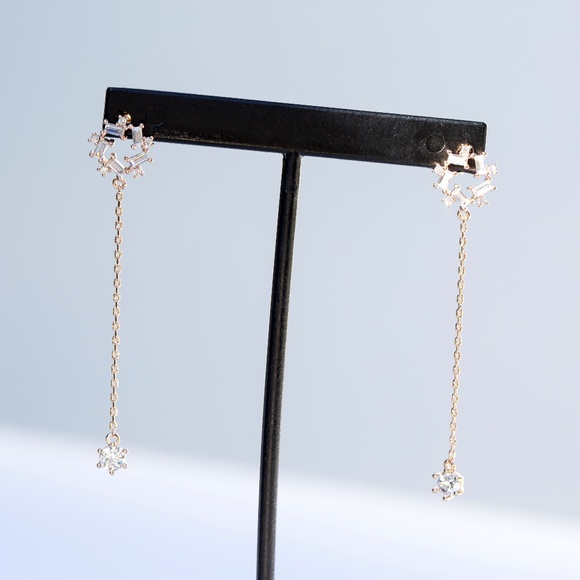 Rose gold crystal linear drop earrings - Picture 6 of 6